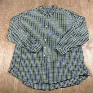 Vineyard Vines By Shep & Ian Button Down Long Sleeve Mens Shirt Green/Blue Plaid